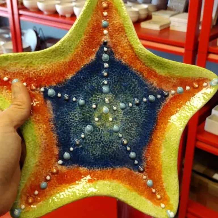 Colorful Starfish Pottery Plate Painting At The Hot Spot In Kauai, HI.