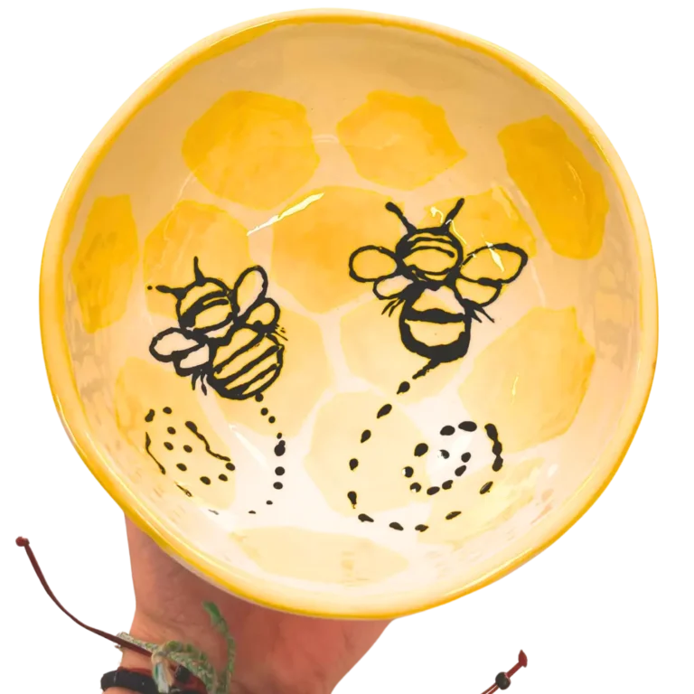 paint your own pottery finished kiln glazed bowl made at The Hot Spot Studios 