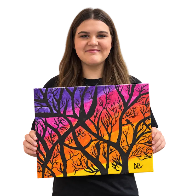 Colorful forest canvas painting created at The Hot Spot Studios Canvas painting