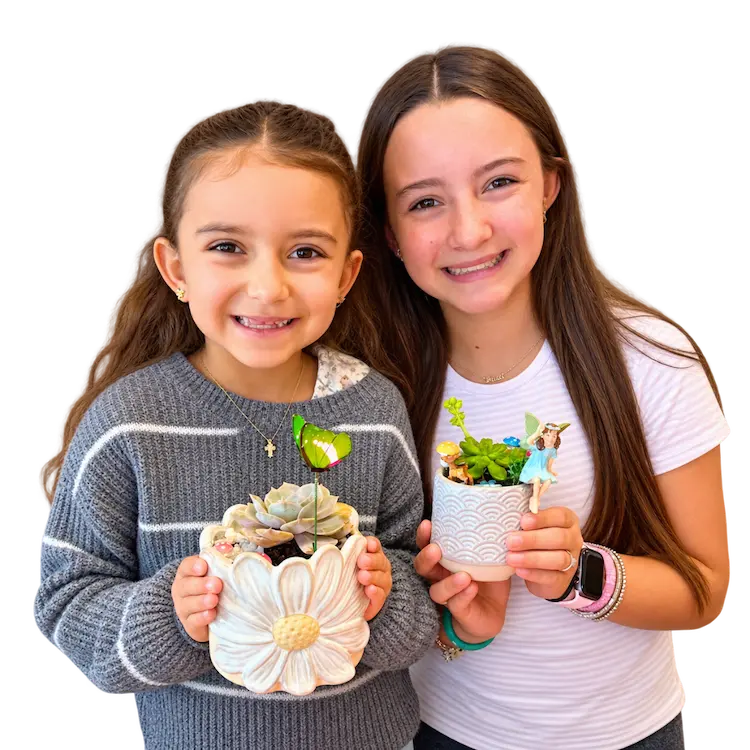 Painted pottery and miniature garden projects at The Hot Spot Studios